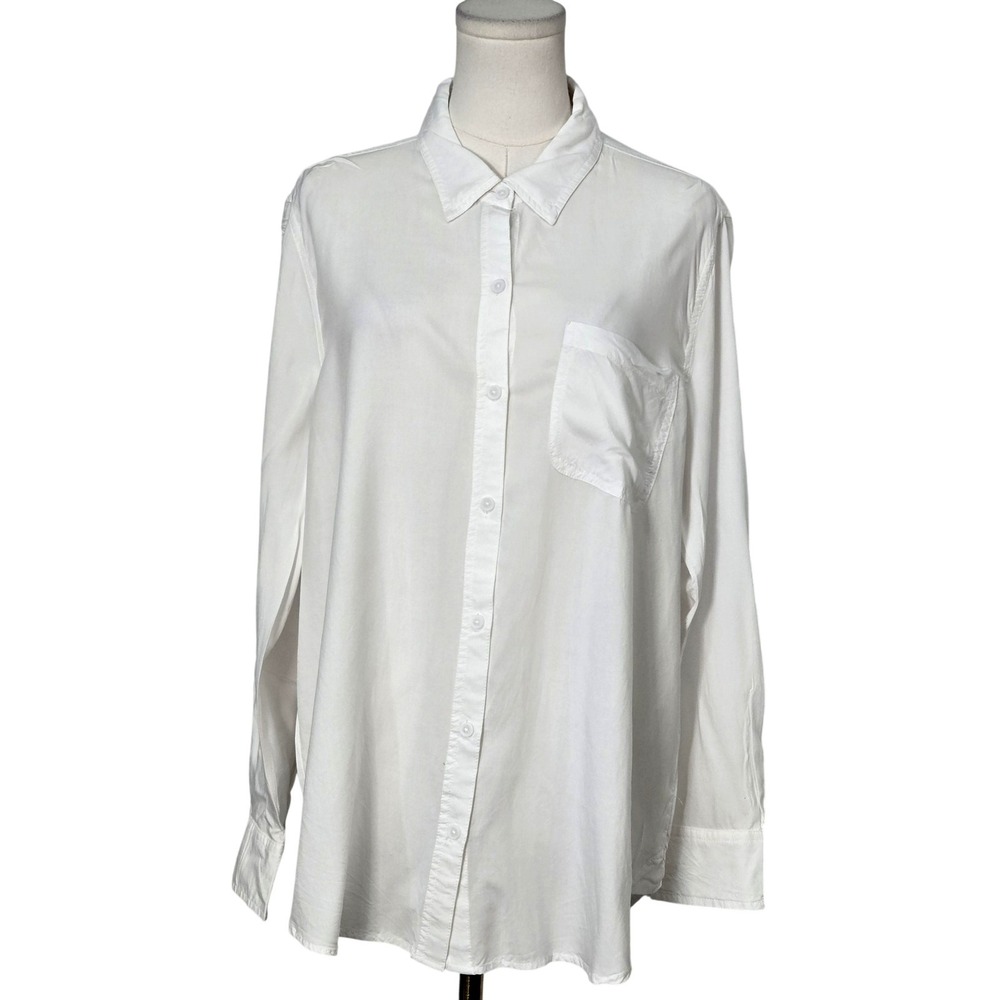 Lola‎ River Button-Up Womens XL White Tunic Collared Long Sleeve Pockets